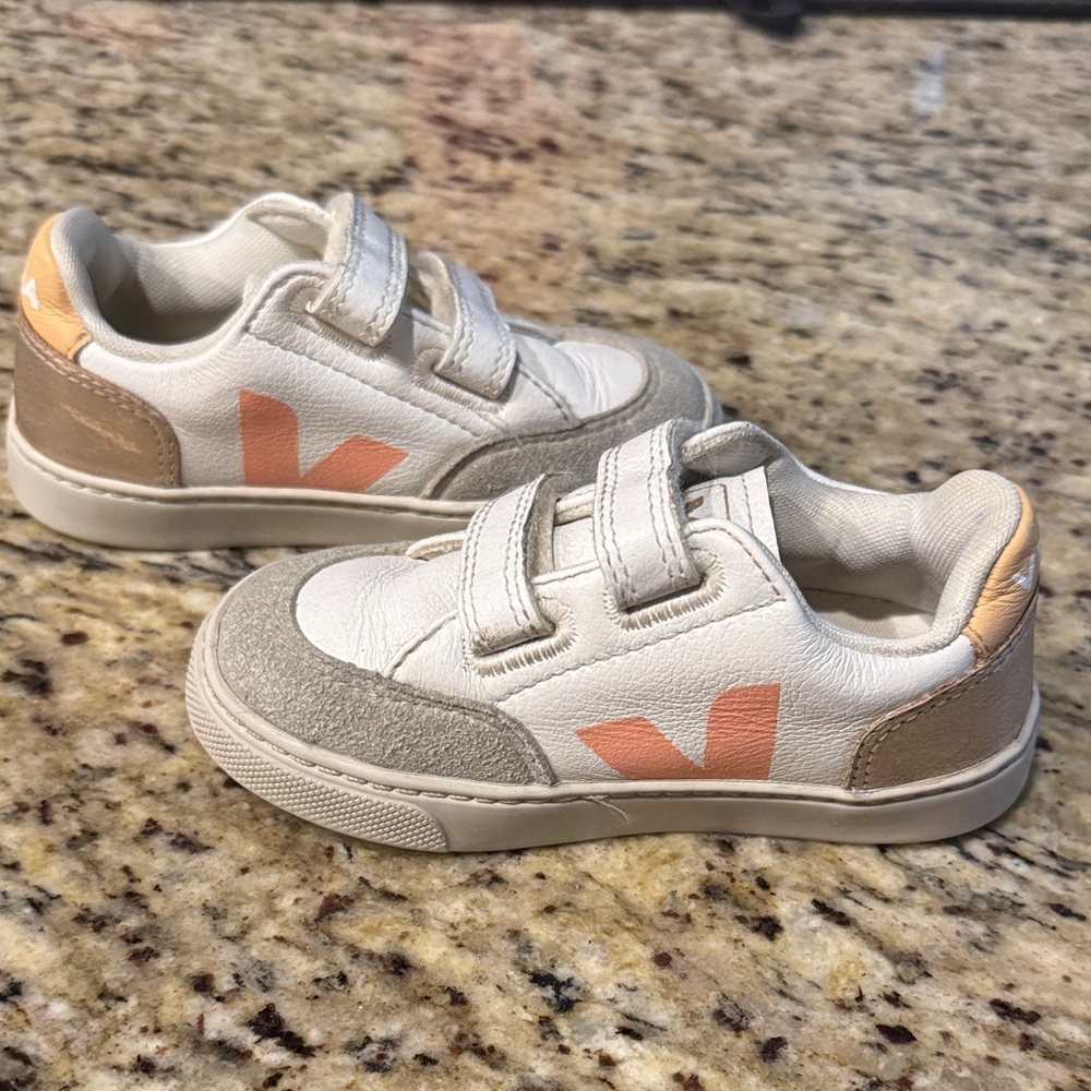 Veja Kids Cream and Orange Sneakers